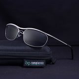 Champion Silver Black Polarized Rectangle Sunglasses for Men | UV400