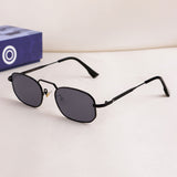 Black sunglasses with a white background