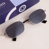Sunglasses with a blue box in the background