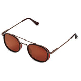 Full Brown SG4612 Metal Frame Round Sunglasses