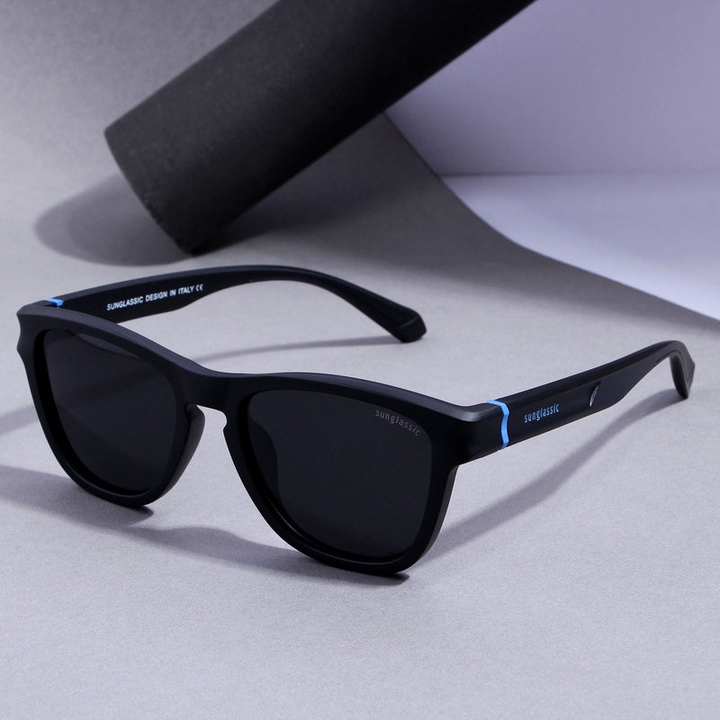 Breeze Full Black Polarized Round TR90 Sunglasses