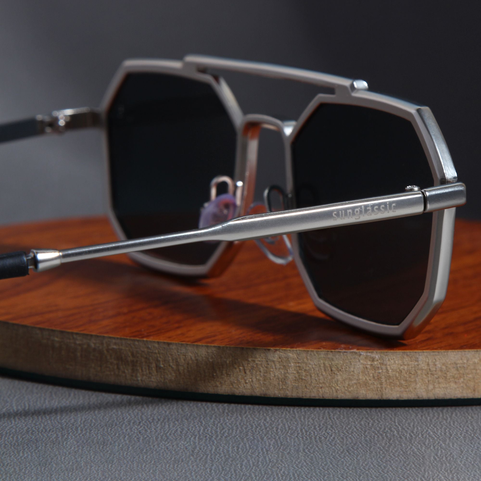 Buy Commando Silver Black Edition Octagon Sunglasses - Sleek Eye ...