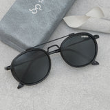 Full Black Polarized SG4612 Metal Frame Round Sunglasses