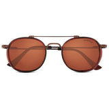 Full Brown SG4612 Metal Frame Round Sunglasses