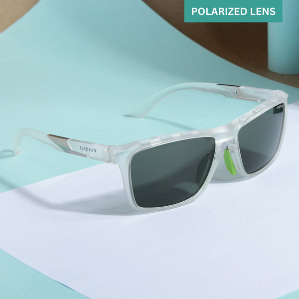 Hawk Clear Green Polarized Rectangle TR90 Sunglasses