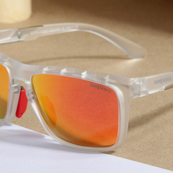 Hawk Clear Orange Mercury Polarized Rectangle TR90 Sunglasses