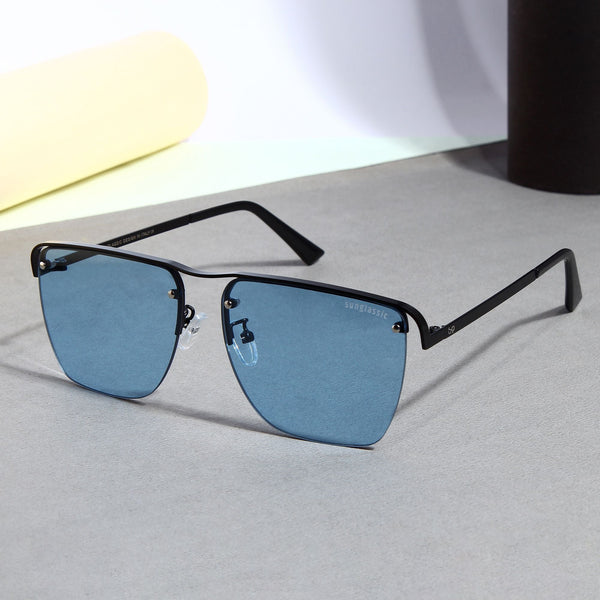 Heldish. Black Blue Square Sunglasses