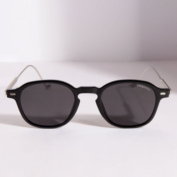 Hybrid Black Polarized Round Sunglasses