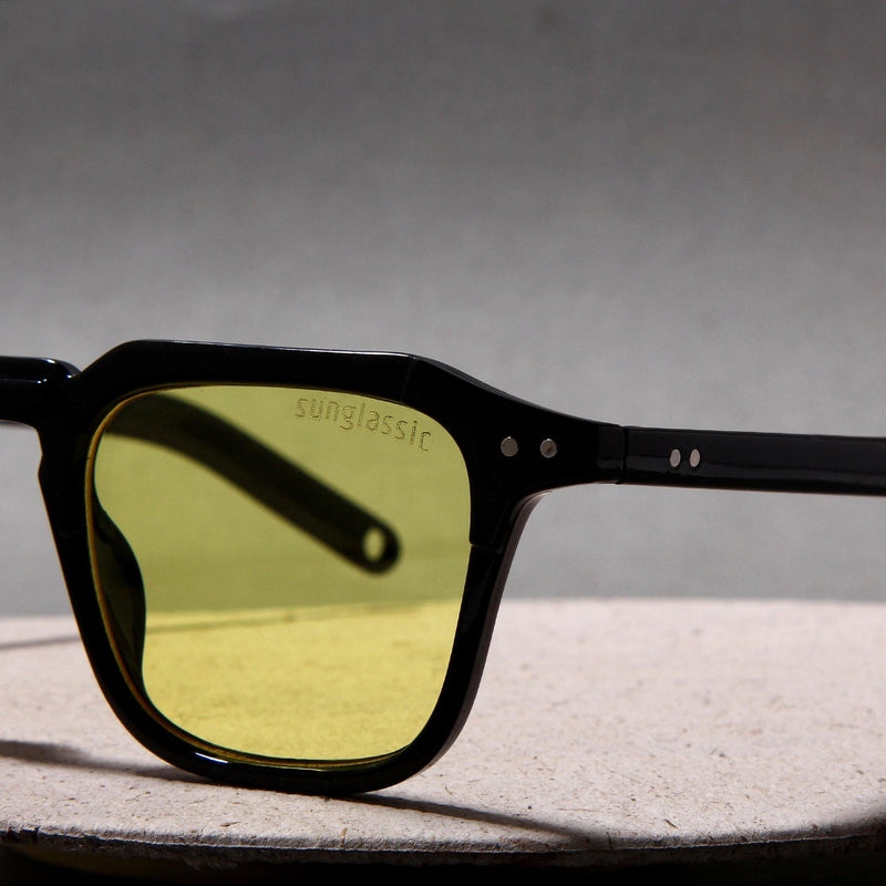 Kingsman Black Yellow Square Sunglasses