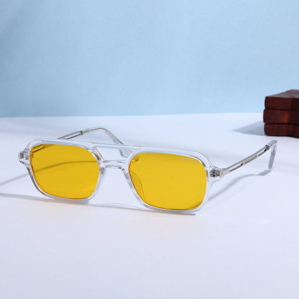 COLTON. Clear Yellow Rectangle Sunglasses