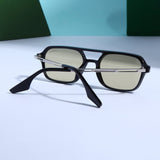 COLTON. Black Green Rectangle Sunglasses