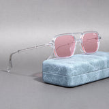 COLTON. Clear Pink Rectangle Sunglasses