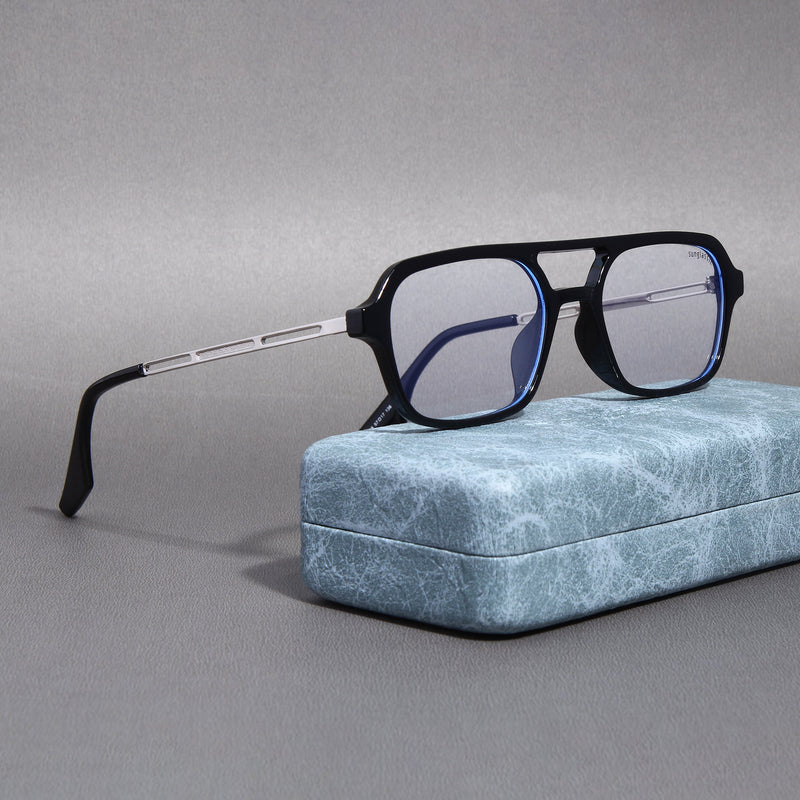 Wide Retro Clear Rectangle Blue Light Square Glasses 50mm