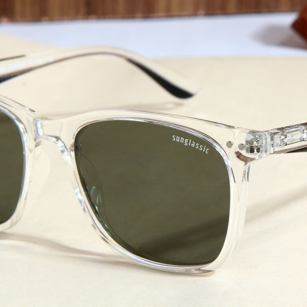 Marlton. Clear Green Polarized TR90 Square Sunglasses