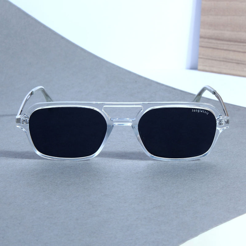 COLTON. Clear Black Rectangle Sunglasses