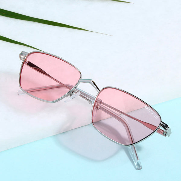 Andreas Silver Pink Edition Trapezoid Sunglasses