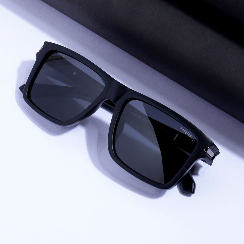 Twister Full Black Polarized Rectangle TR90 Sunglasses