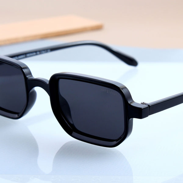 Ocean Full Black Polarized Rectangle Sunglasses