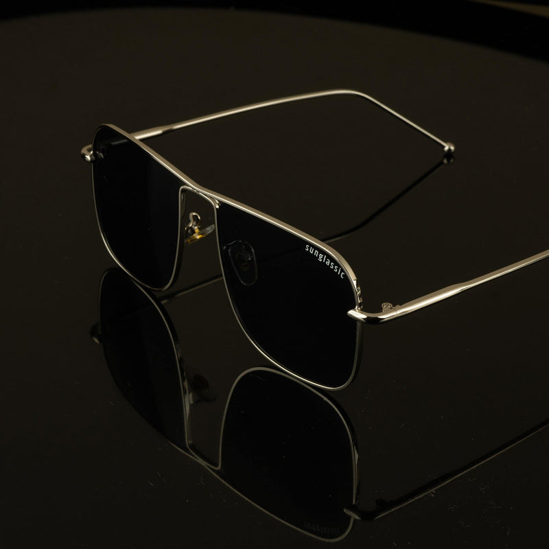 The Godfather Silver Black Square Sunglasses