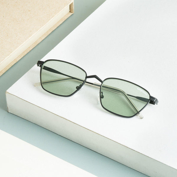 Andreas Black Green Edition Trapezoid Sunglasses