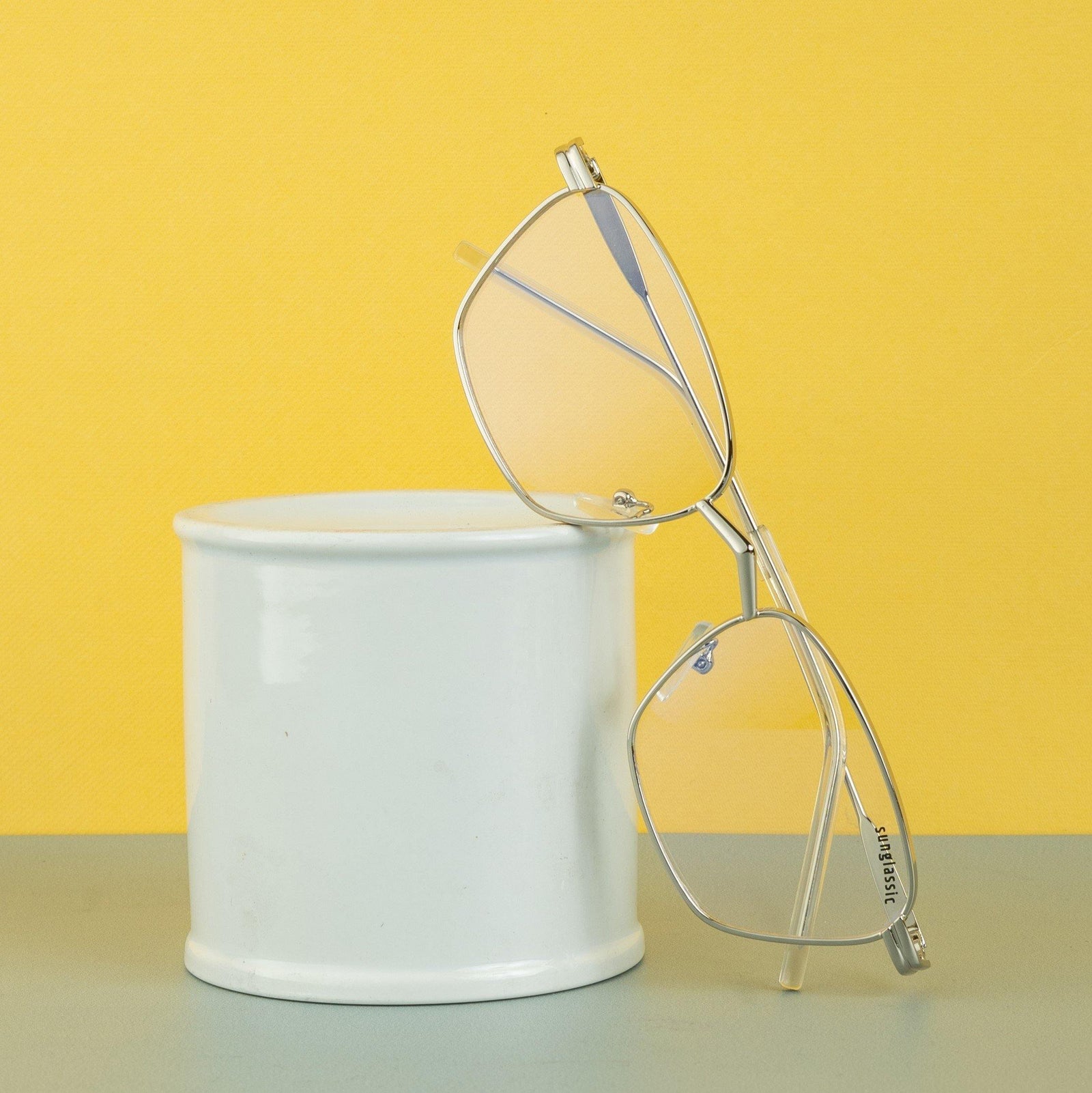 Buy Andreas Silver Transparent Edition Trapezoid Sunglasses