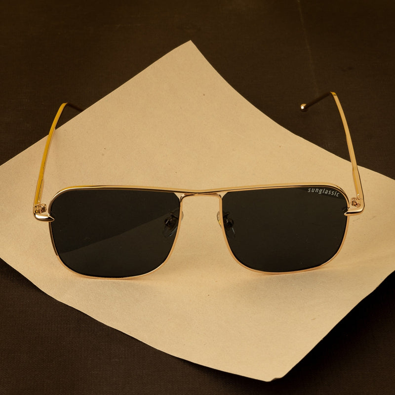 The Godfather Gold Black Square Sunglasses