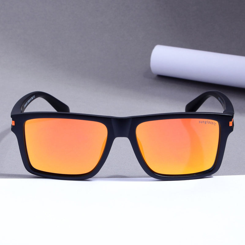 Twister Black Orange Mercury Polarized Rectangle TR90 Sunglasses