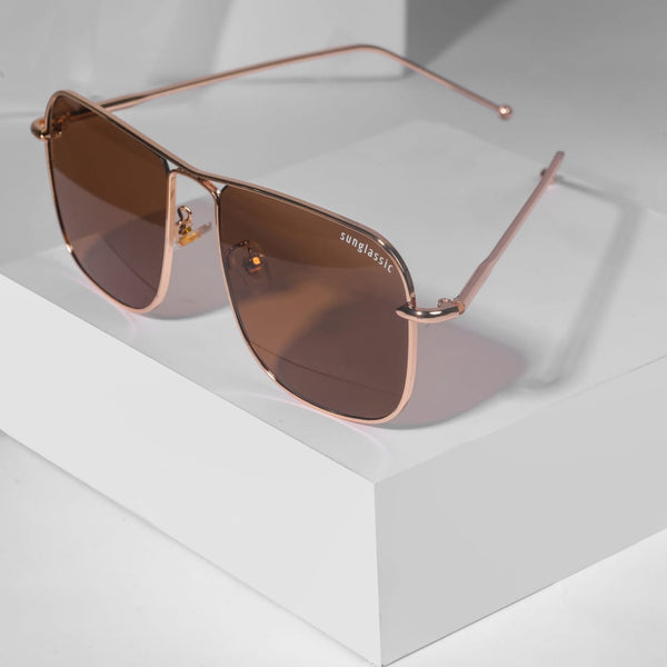 The Godfather Gold Brown Square Sunglasses